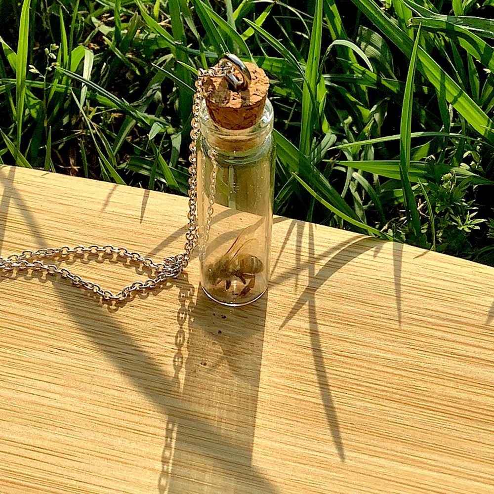 Donate To Save The Bees, REAL Bee in a Bottle Necklace, CRUELTY FREE